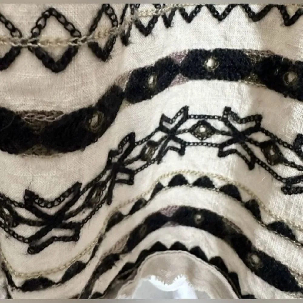 FREE PEOPLE Batiste Kashmir Embroidered Biscotti Strappy Tent Dress Size Small